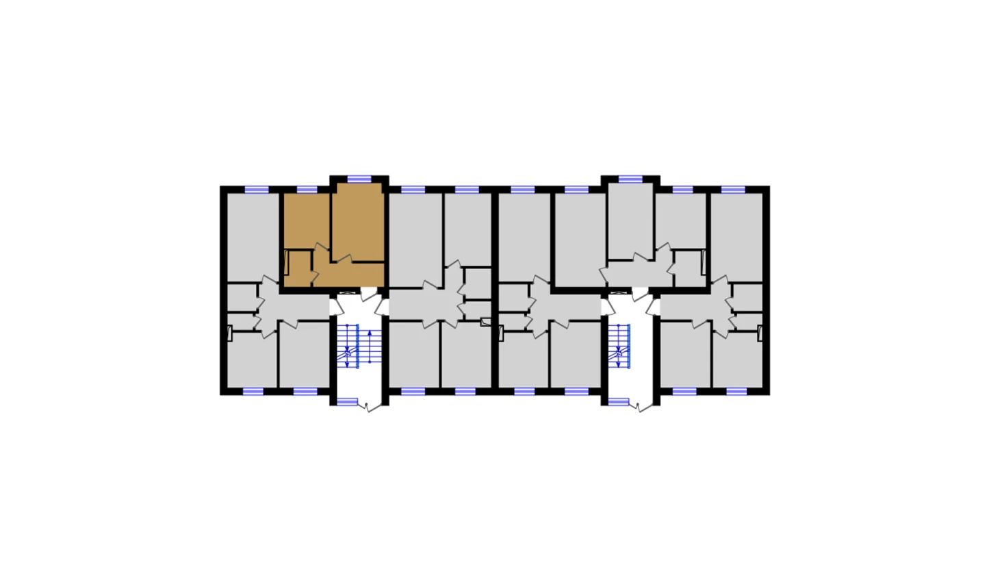 1-комнатная квартира 36.869 м²  1/1 этаж