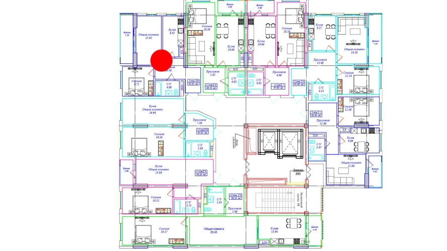 1-комнатная квартира 52.42 м²  6/6 этаж