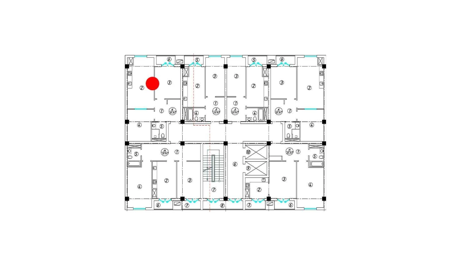 3-xonali xonadon 65.3 m²  13/13 qavat