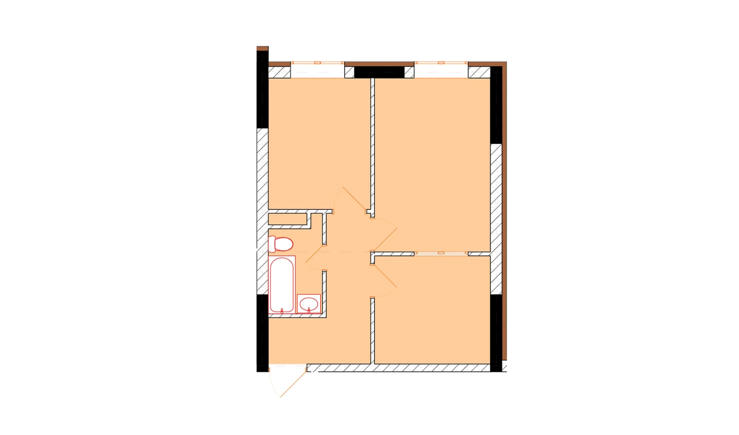 2-комнатная квартира 42.6 м²  4/4 этаж