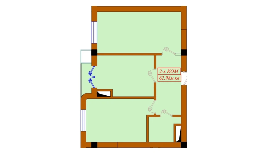 2-xonali xonadon 62.98 m²  10/12 qavat | Aviasozlar Plaza Turar-joy majmuasi