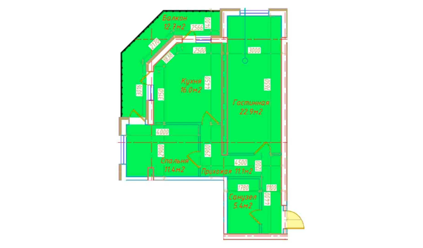 2-xonali xonadon 79.5 m²  5/5 qavat