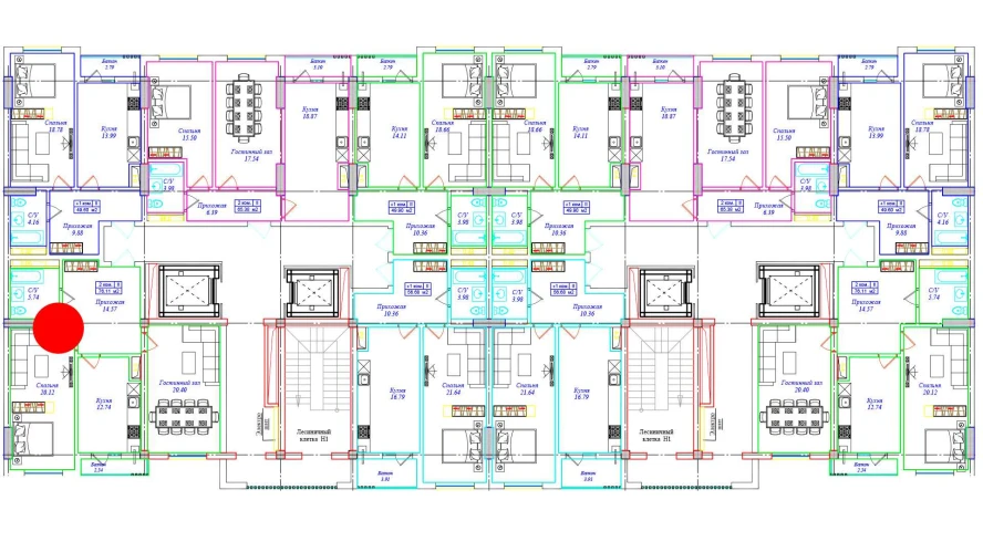 2-xonali xonadon 76.11 m²  14/14 qavat