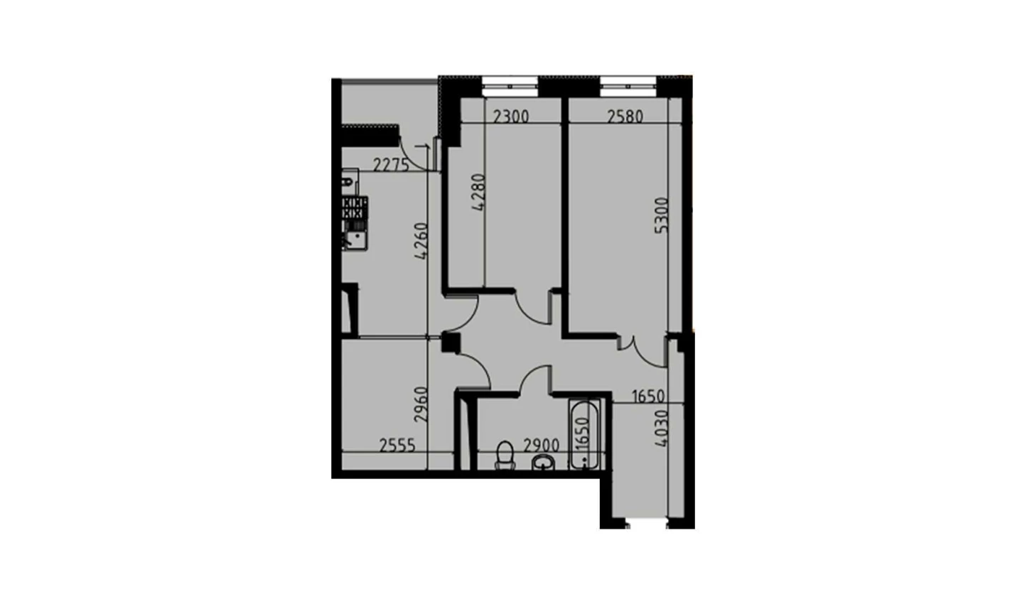 2-комнатная квартира 60.35 м²  6/6 этаж