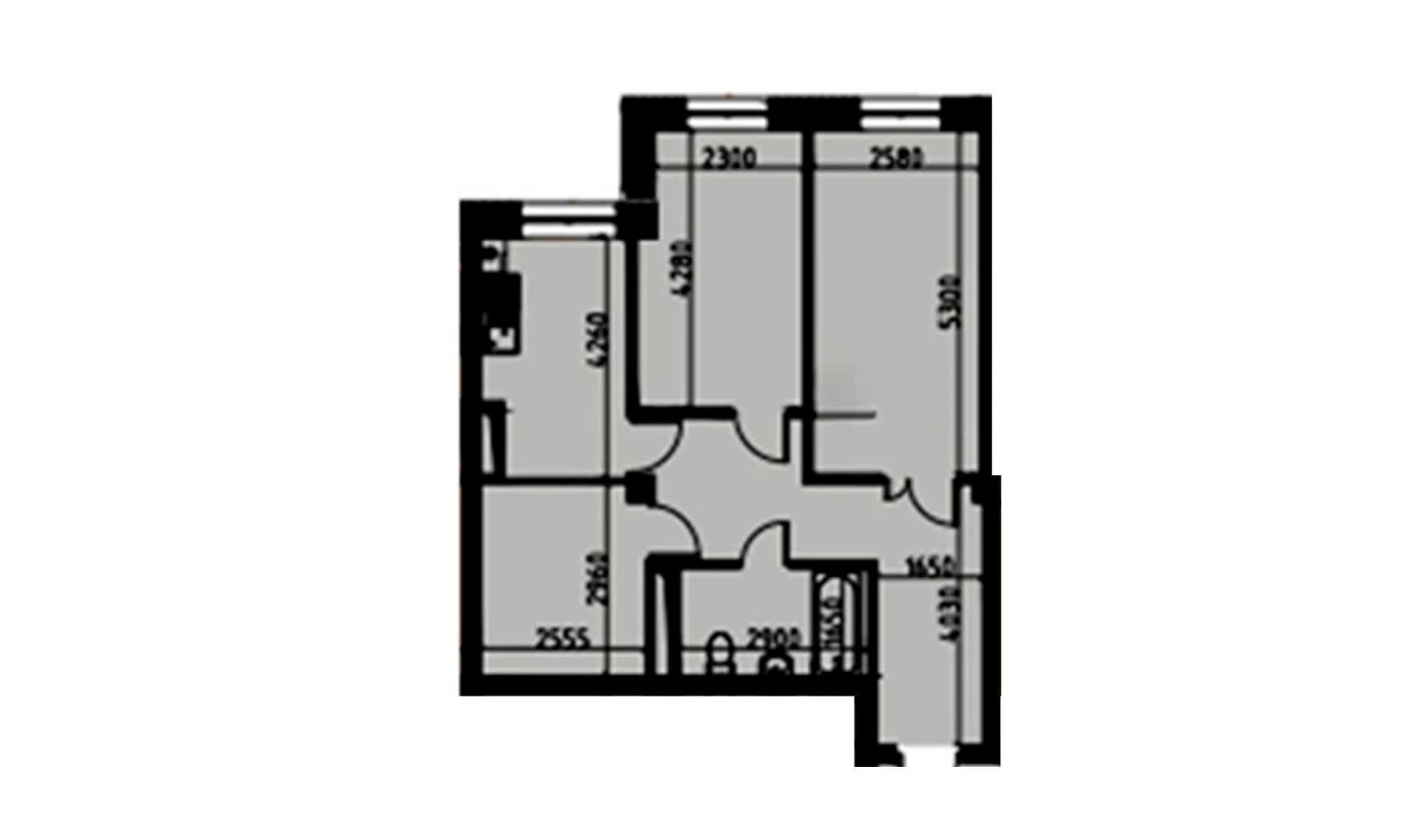 2-комнатная квартира 59.05 м²  1/1 этаж