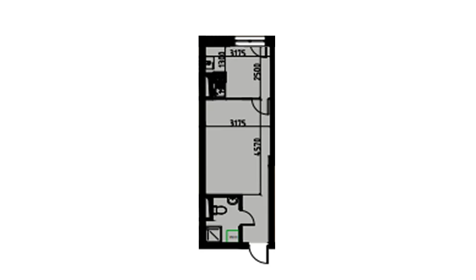 1-комнатная квартира 28.04 м²  2/2 этаж