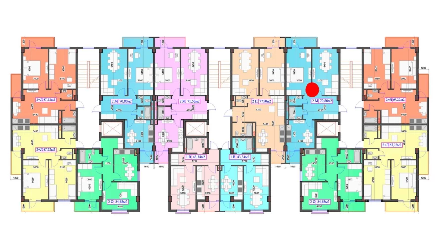 2-комнатная квартира 70.8 м²  7/7 этаж