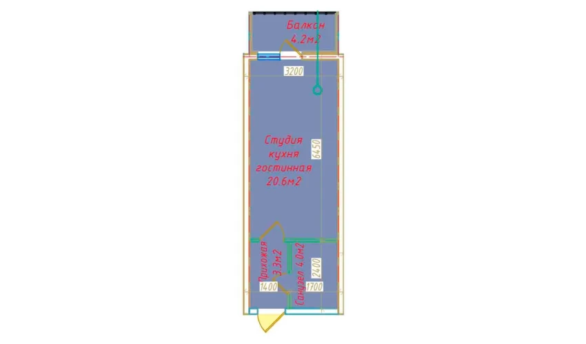 1-xonali xonadon 32.1 m²  10/16 qavat | DO'MBIROBOD RESIDENCE Turar-joy majmuasi