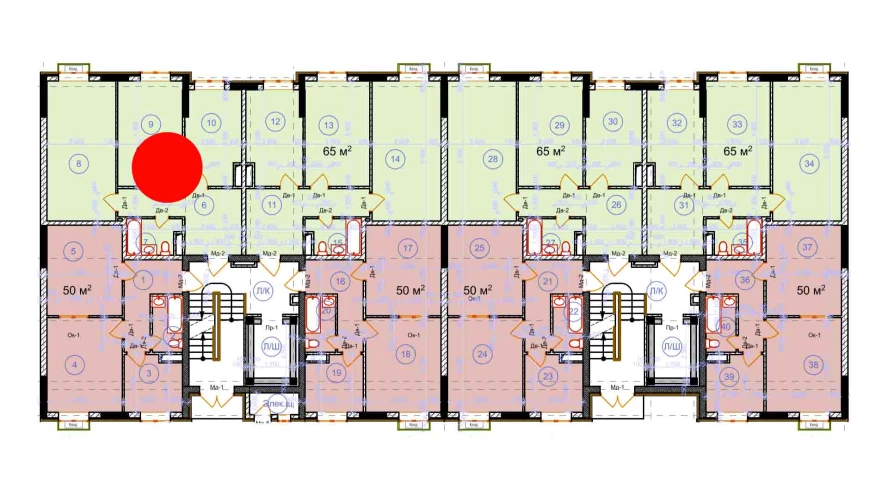 2-xonali xonadon 65 m²  9/9 qavat