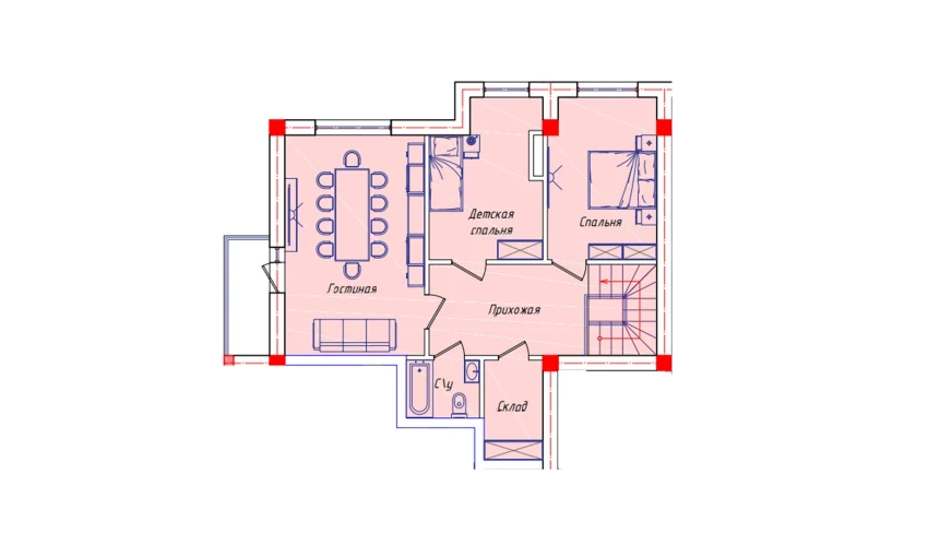 3-xonali xonadon 69 m²  8/8 qavat | STAR HOUSE RESIDENCE Turar-joy majmuasi