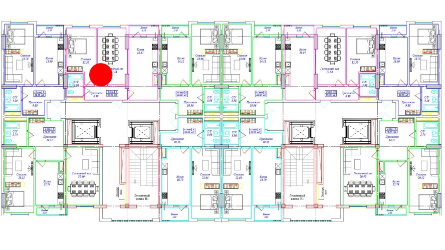 2-комнатная квартира 65.38 м²  5/5 этаж