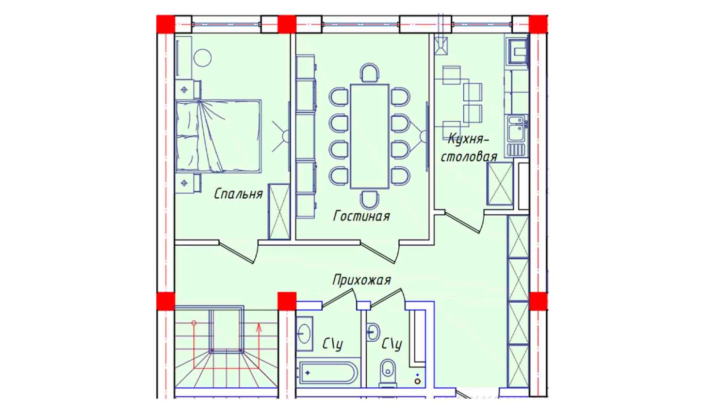 5-комнатная квартира 132.6 м²  1/1 этаж