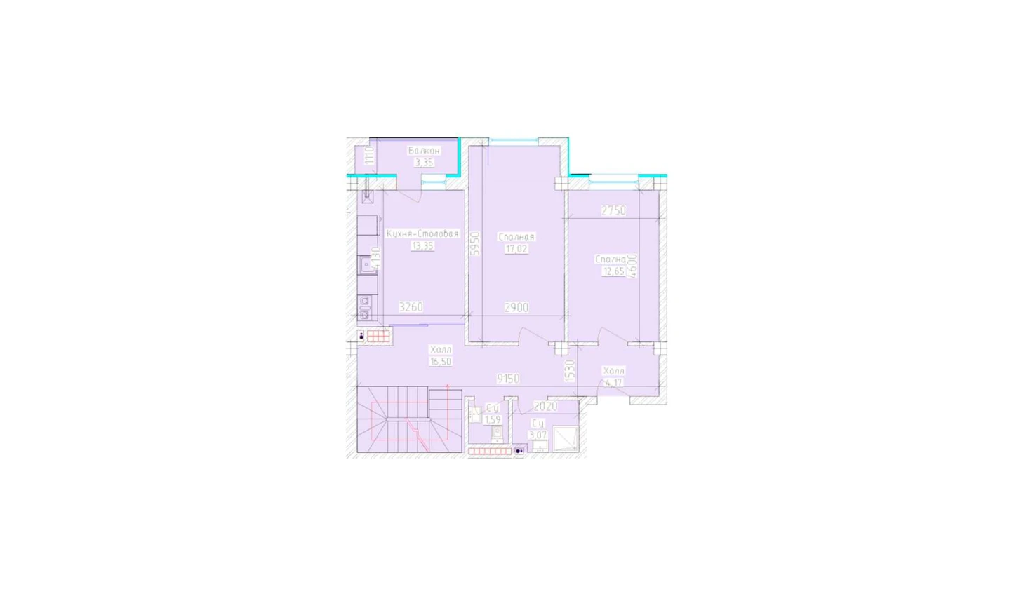 3-комнатная квартира 71.9 м²  9/9 этаж