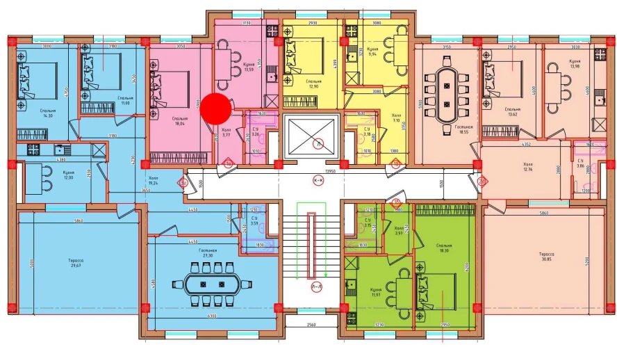 1-xonali xonadon 38.66 m²  8/8 qavat