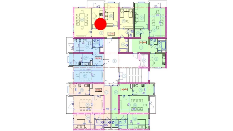 3-комнатная квартира 72.6 м²  1/1 этаж