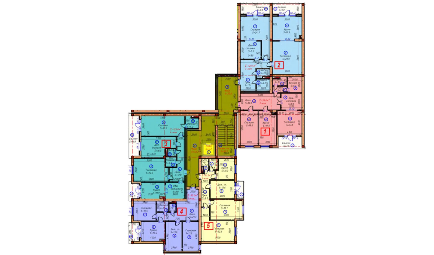 3-комнатная квартира 99.6 м²  2/2 этаж