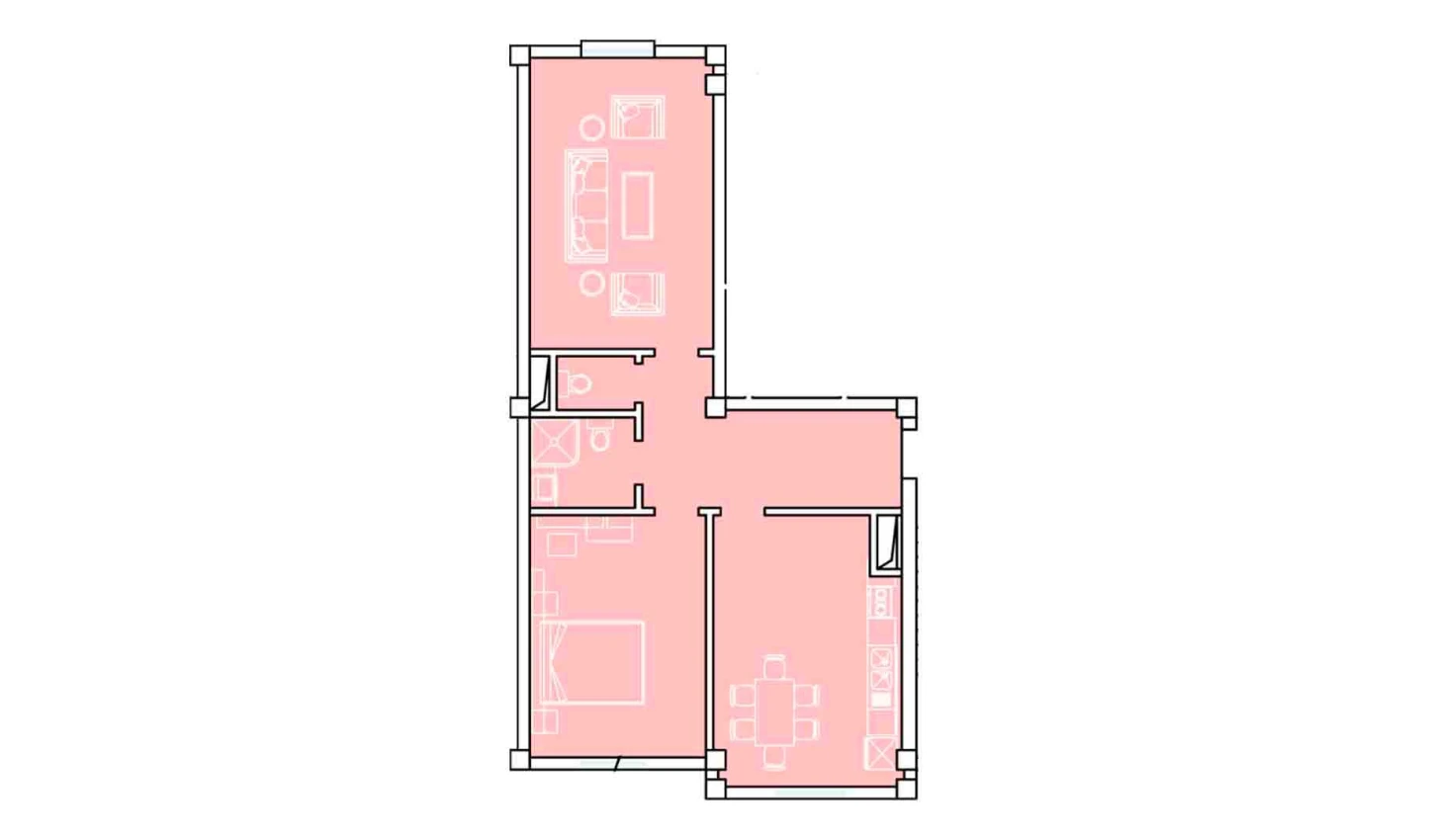 3-xonali xonadon 84.85 m²  1/1 qavat