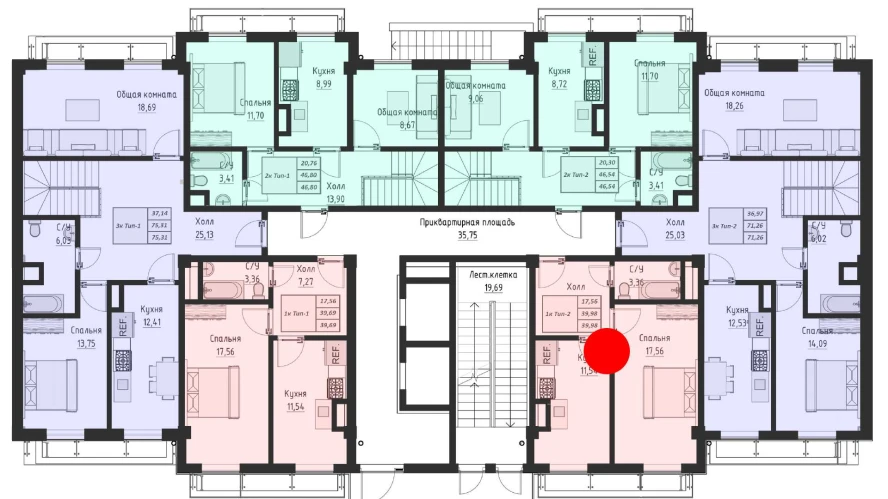 1-xonali xonadon 39.98 m²  1/1 qavat