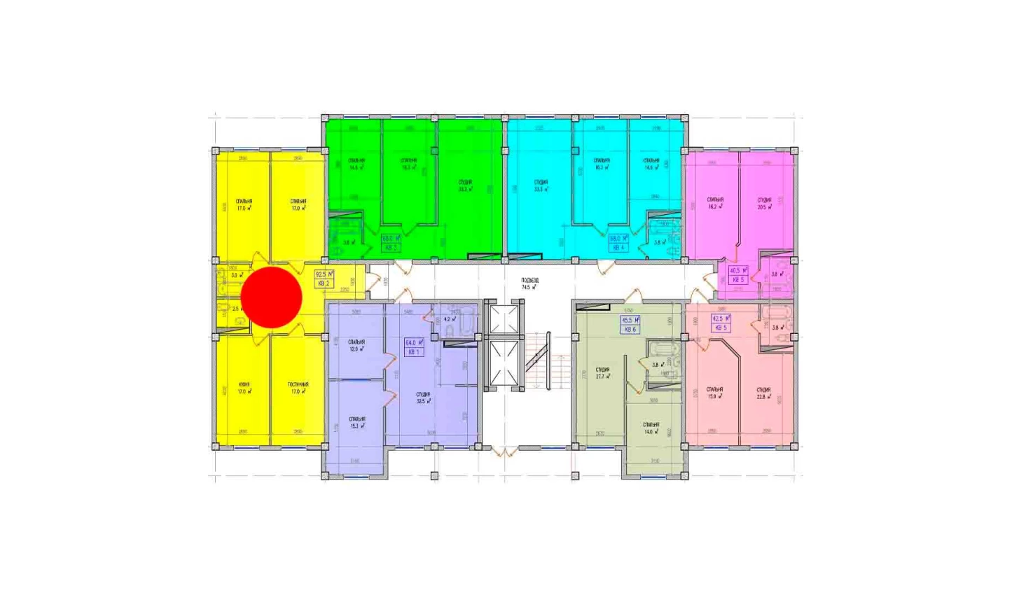 5-комнатная квартира 92.5 м²  1/1 этаж