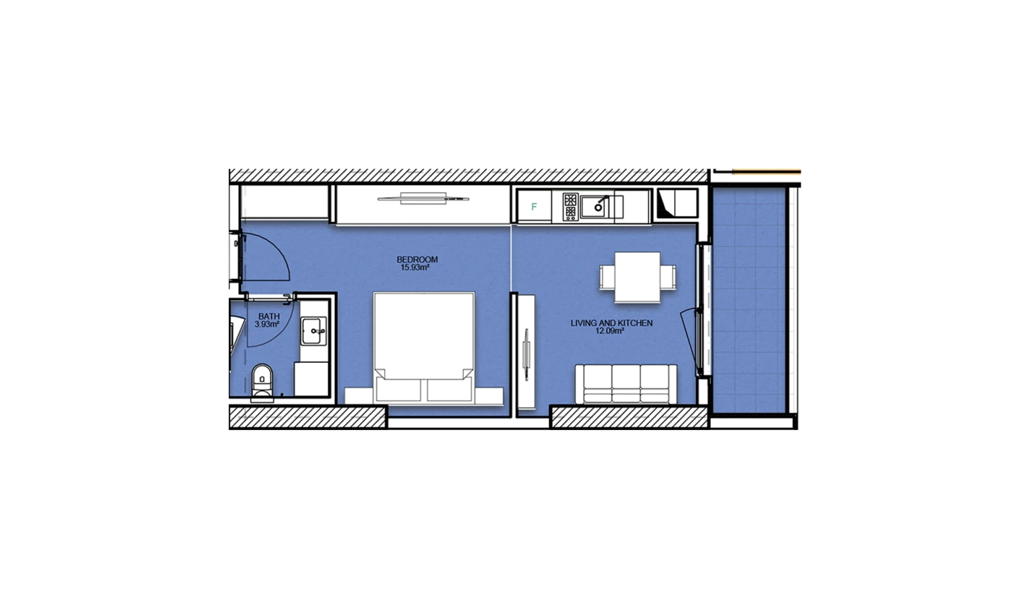 1-комнатная квартира 39.07 м²  12/12 этаж