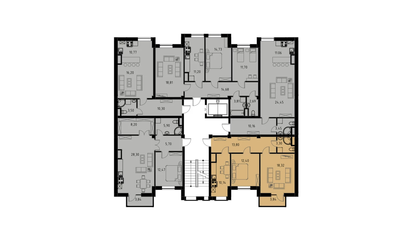 2-xonali xonadon 59.11 m²  2/2 qavat