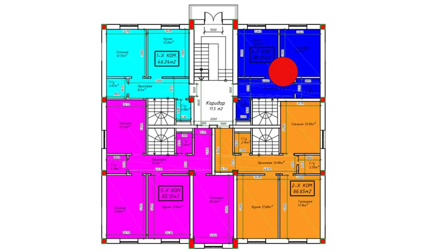 1-xonali xonadon 38.76 m²  1/1 qavat