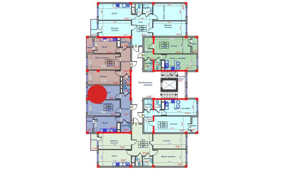 2-комнатная квартира 62.5 м²  8/8 этаж