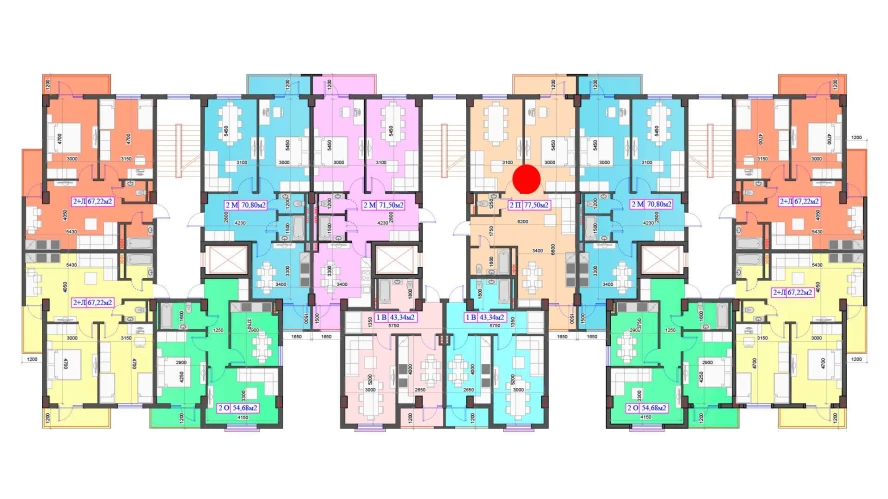 2-комнатная квартира 77.5 м²  4/4 этаж