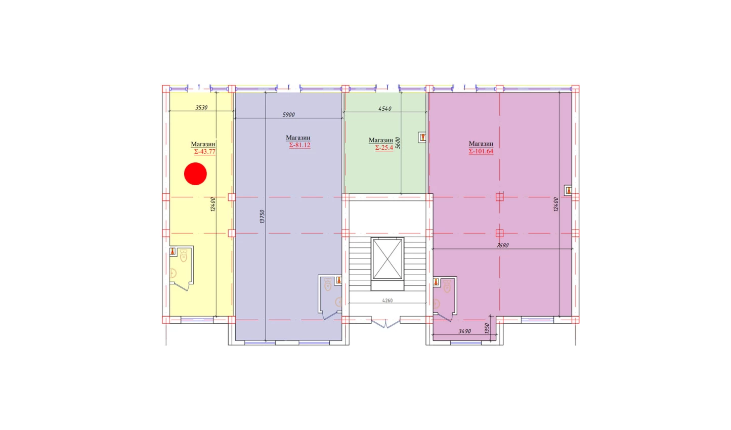 1-xonali xonadon 43.77 m²  1/1 qavat