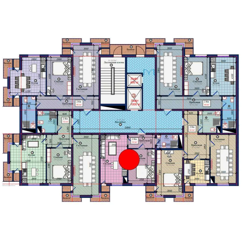 2-xonali xonadon 39.3 m²  1/1 qavat