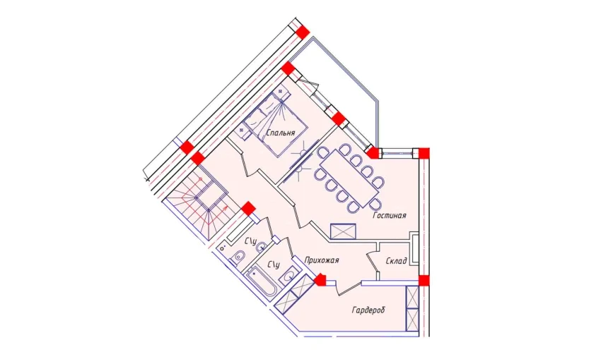 3-xonali xonadon 104.4 m²  7/8 qavat | STAR HOUSE RESIDENCE Turar-joy majmuasi