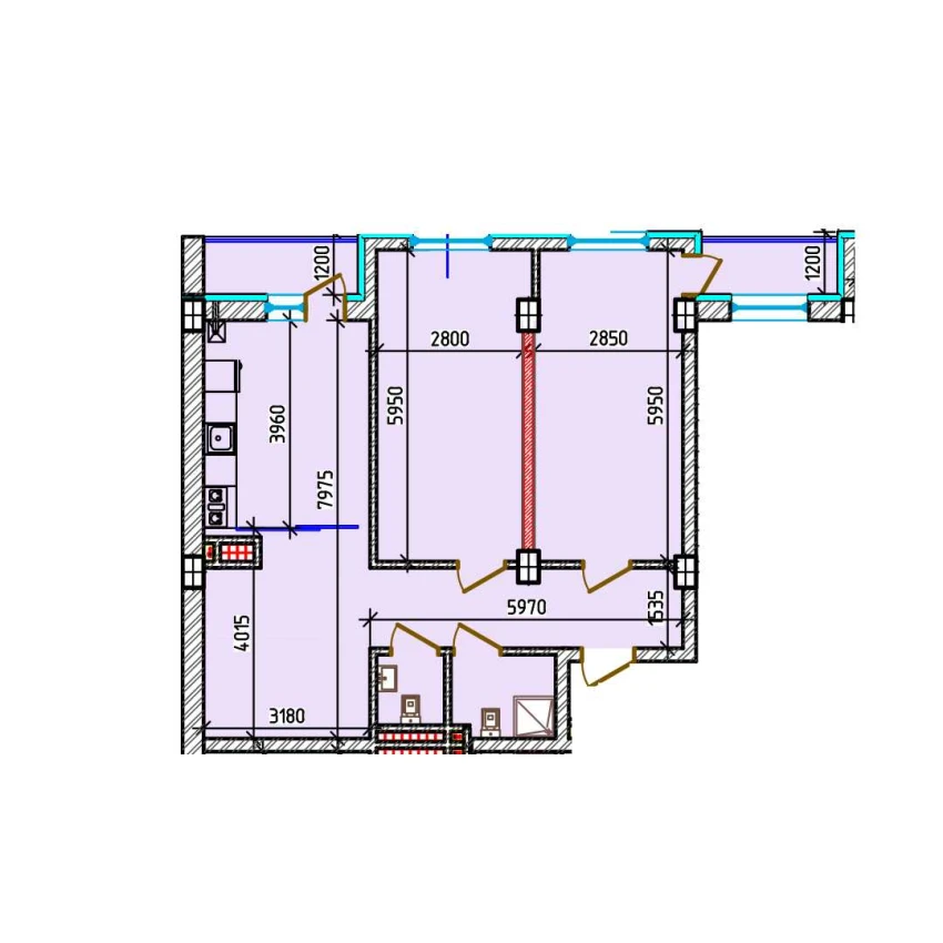 3-xonali xonadon 78.3 m²  8/8 qavat