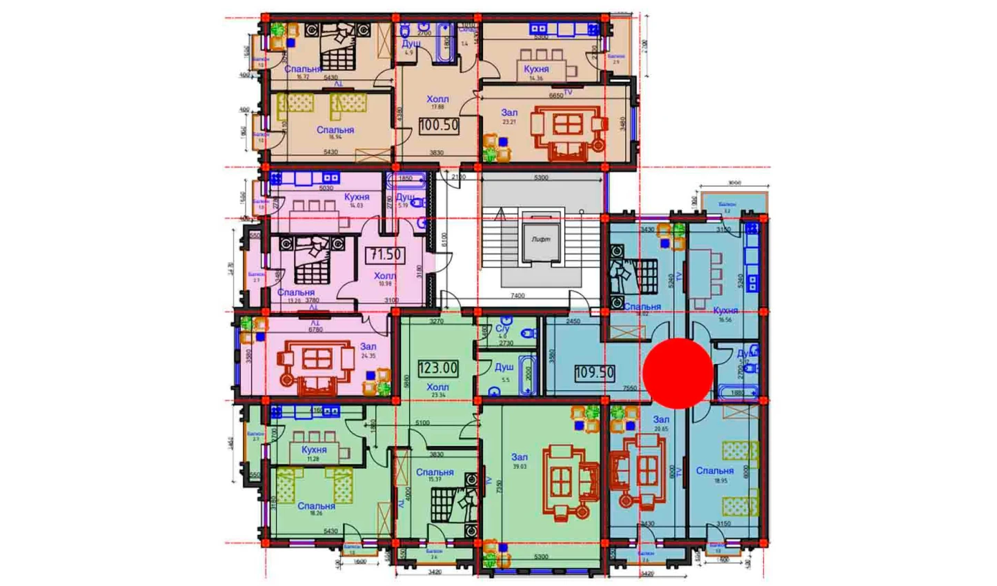 3-xonali xonadon 109.5 m²  5/5 qavat