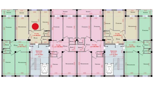 2-xonali xonadon 68.65 m²  2/8 qavat | Saxro Turar-joy majmuasi