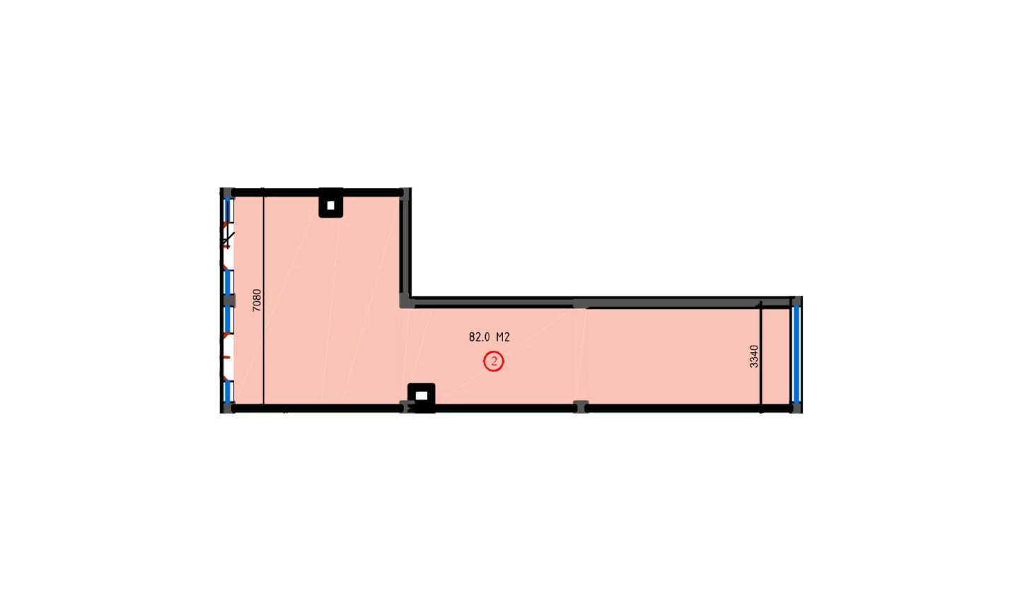 1-комнатная квартира 82 м²  3/3 этаж