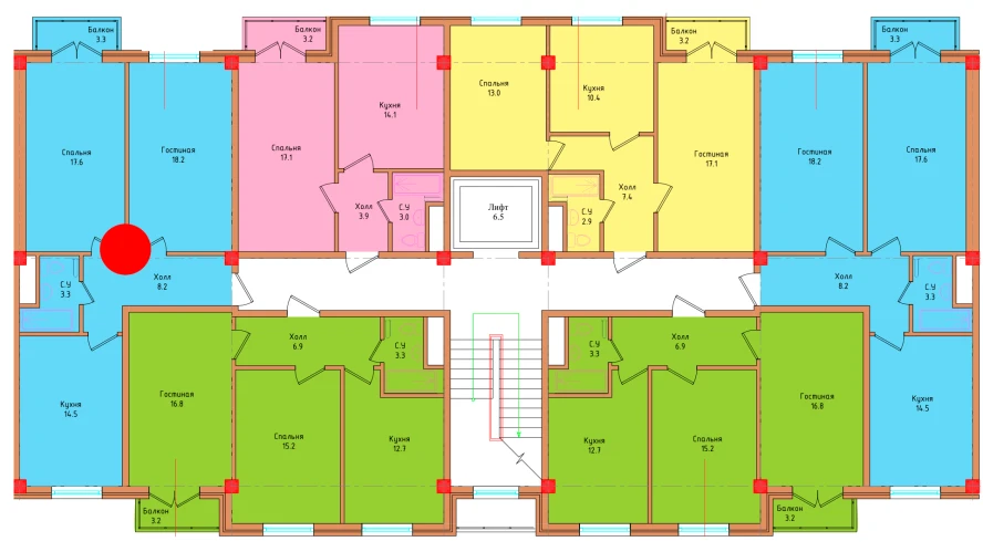 2-комнатная квартира 62.9 м²  5/5 этаж