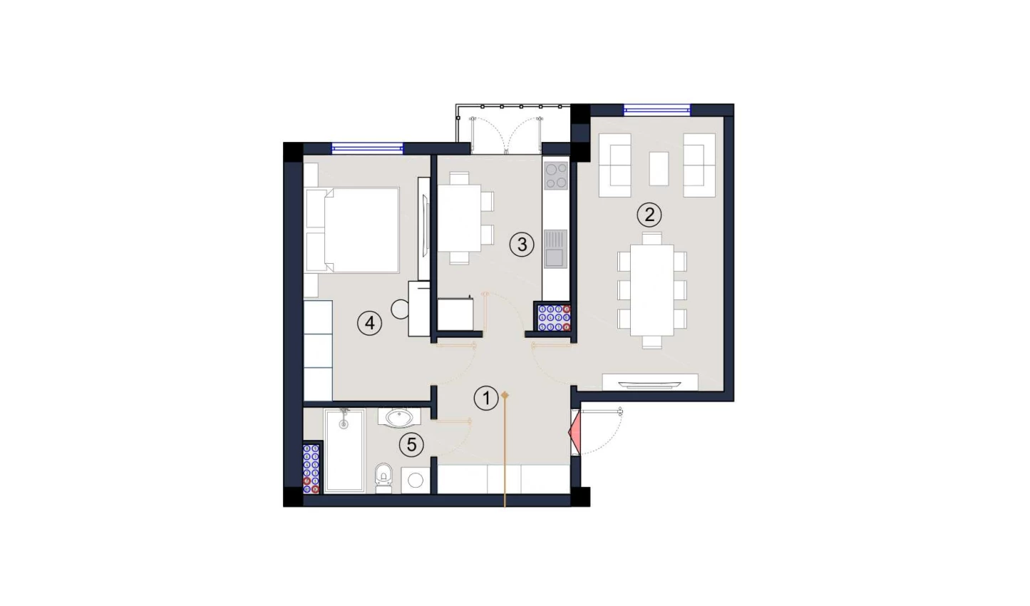 2-комнатная квартира 57.5 м²  3/3 этаж