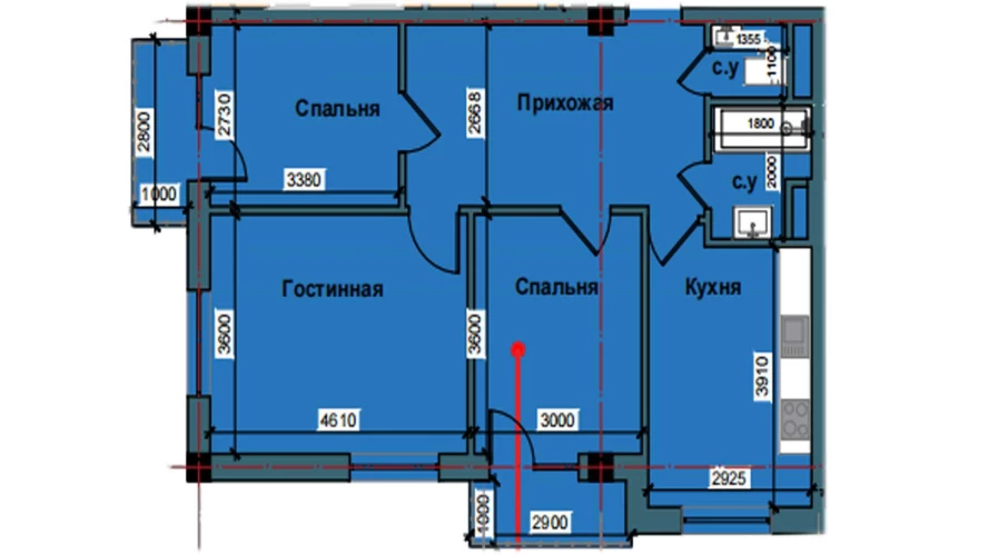 3-комнатная квартира 76.3 м²  10/10 этаж