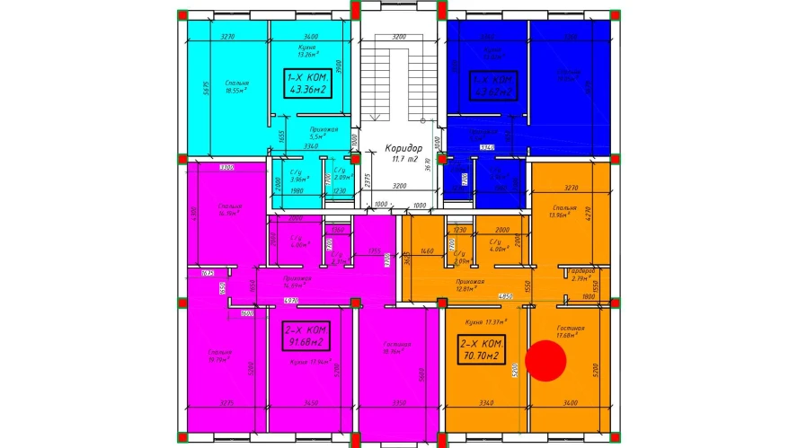 2-комнатная квартира 70.7 м²  2/2 этаж