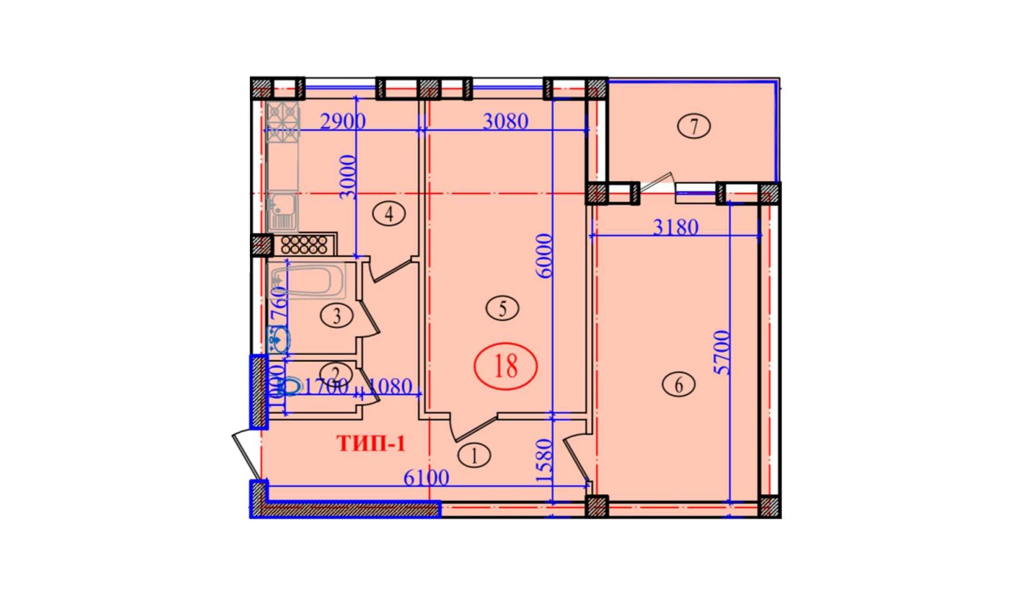 2-комнатная квартира 77.6 м²  5/5 этаж