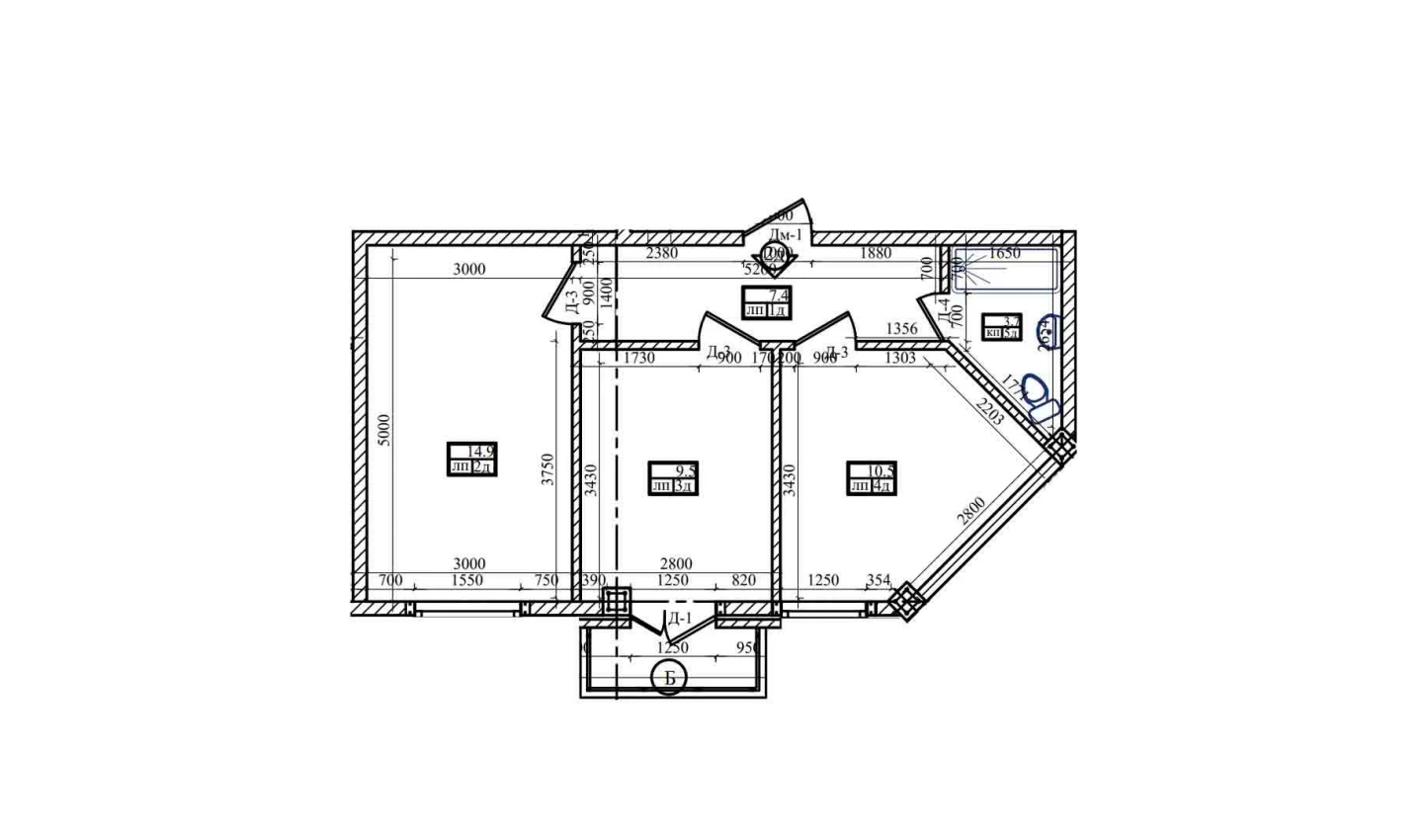 2-xonali xonadon 50.07 m²  6/6 qavat