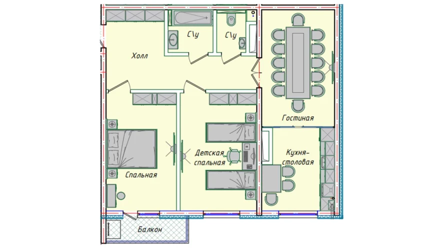 3-комн. квартира 80.66 м²  11/16 этаж | Жилой комплекс EKO PARK