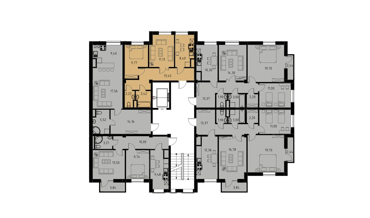 2-комнатная квартира 48.39 м²  2/2 этаж