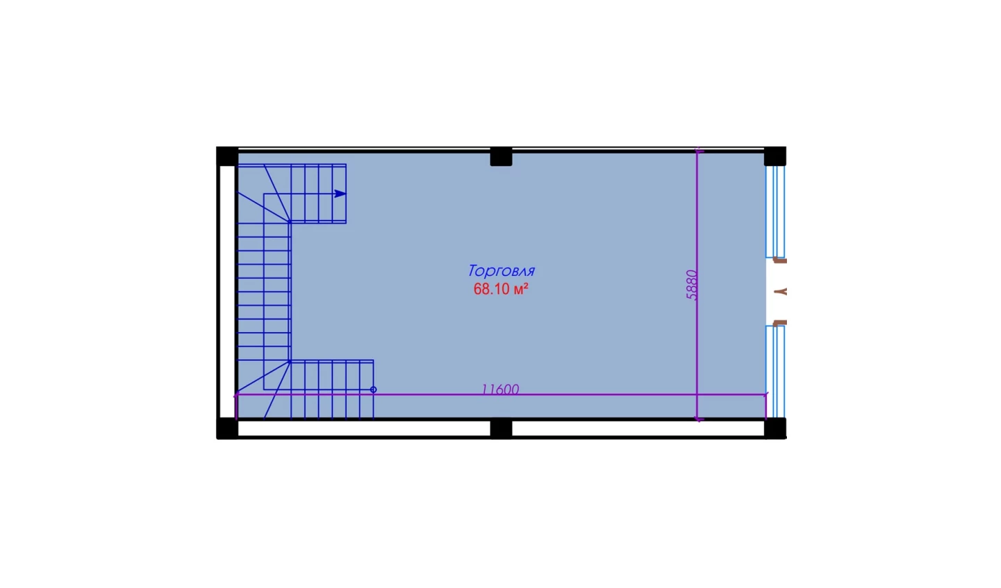 1-xonali xonadon 68.1 m²  1/1 qavat