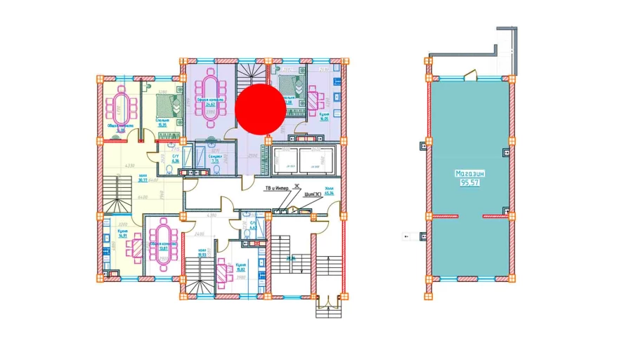 3-xonali xonadon 87.02 m²  1/1 qavat