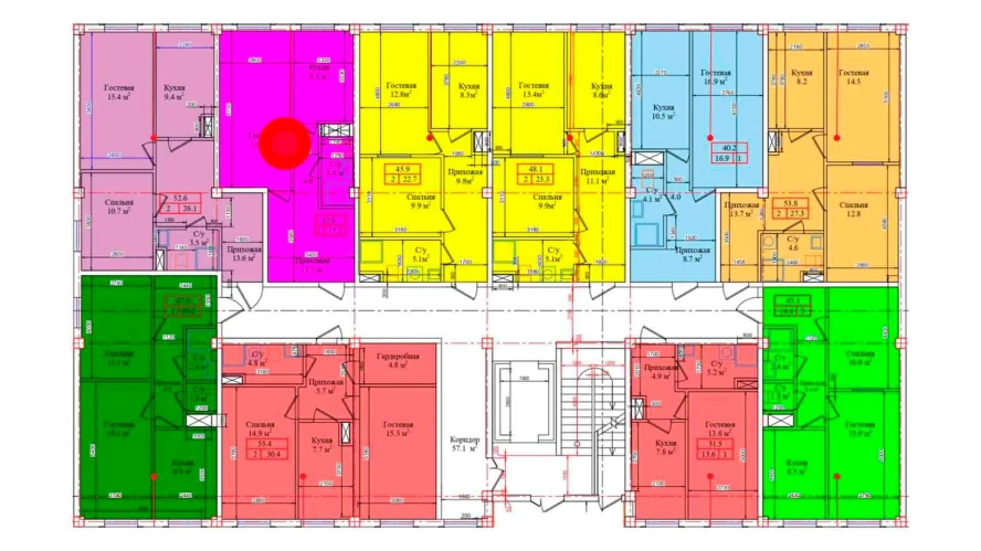 1-комнатная квартира 42.6 м²  1/1 этаж