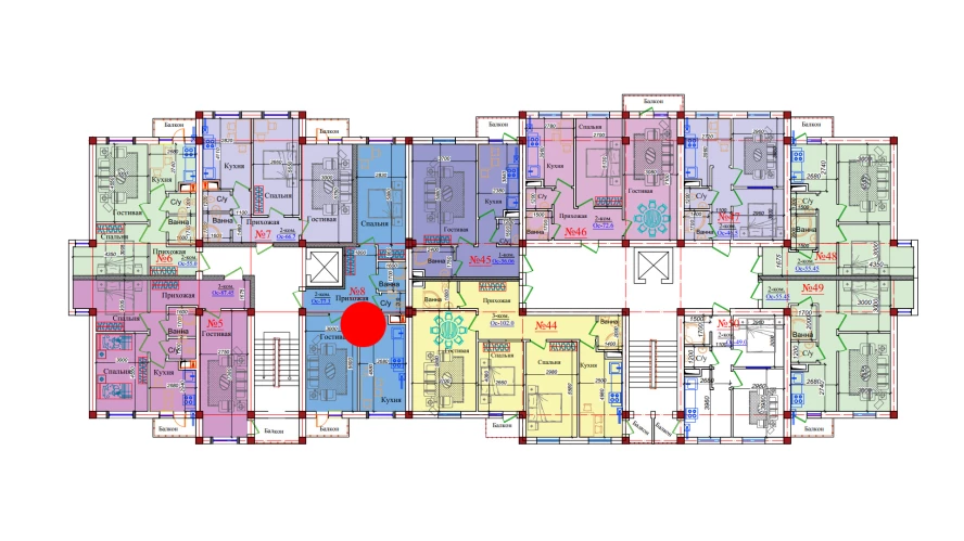 2-комнатная квартира 77.3 м²  5/5 этаж