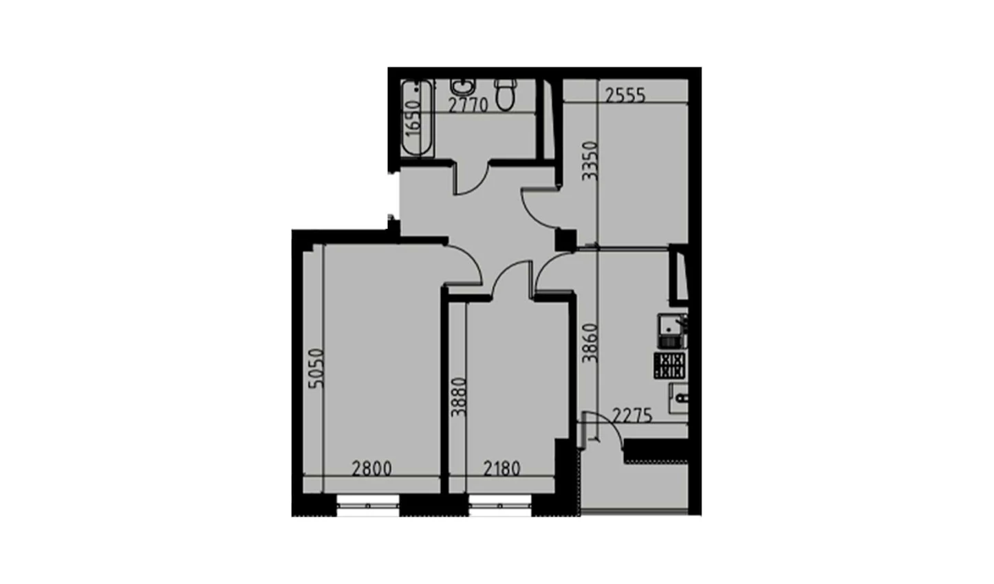 2-комнатная квартира 53.27 м²  6/6 этаж