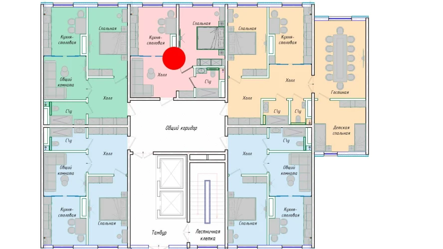 1-xonali xonadon 43.98 m²  1/1 qavat