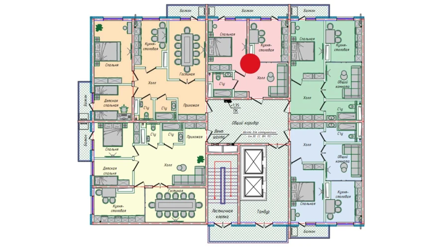 1-комнатная квартира 43.98 м²  9/9 этаж